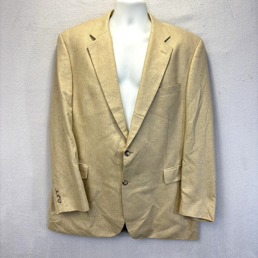 Jos. A. Bank 100% Silk Blazer Jacket Mens 46L Tan Coastal Summer‎ Wedding